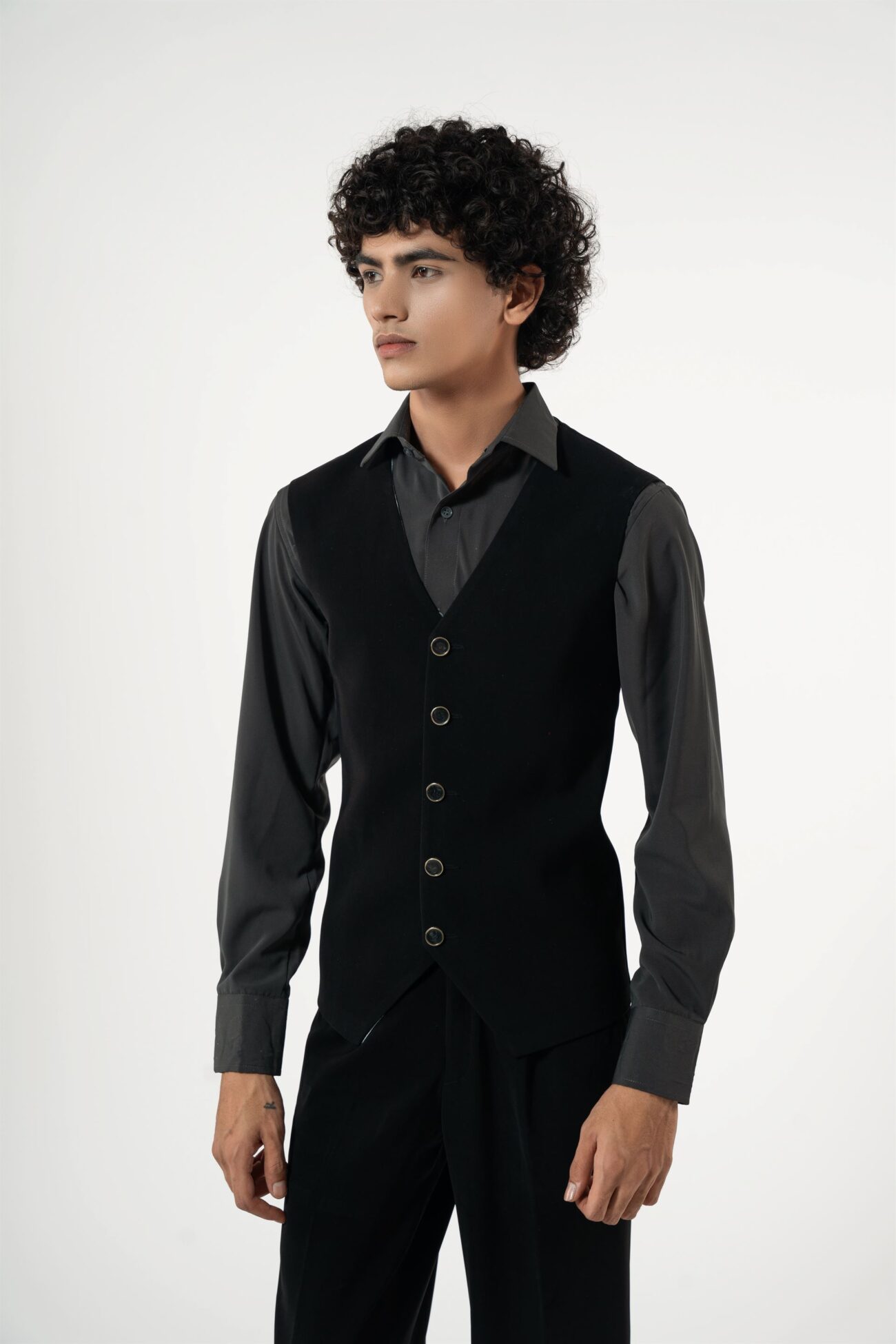 BLACK SUITING WAISTCOAT